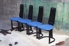 Set of 4 Postmodern Norwegian Memphis Ebonized Black Dining Chairs, 1980s