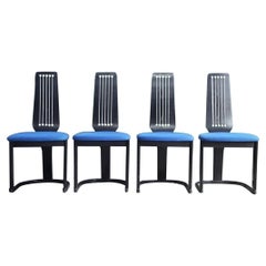 Set di 4 sedie da pranzo postmoderne norvegesi Memphis in nero ebanizzato, anni '80