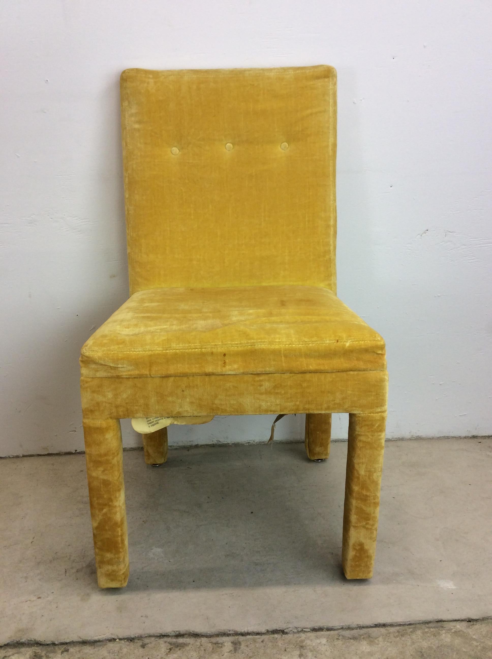 Set of 4 Postmodern Parson's Style Dining Chairs in Yellow For Sale 6