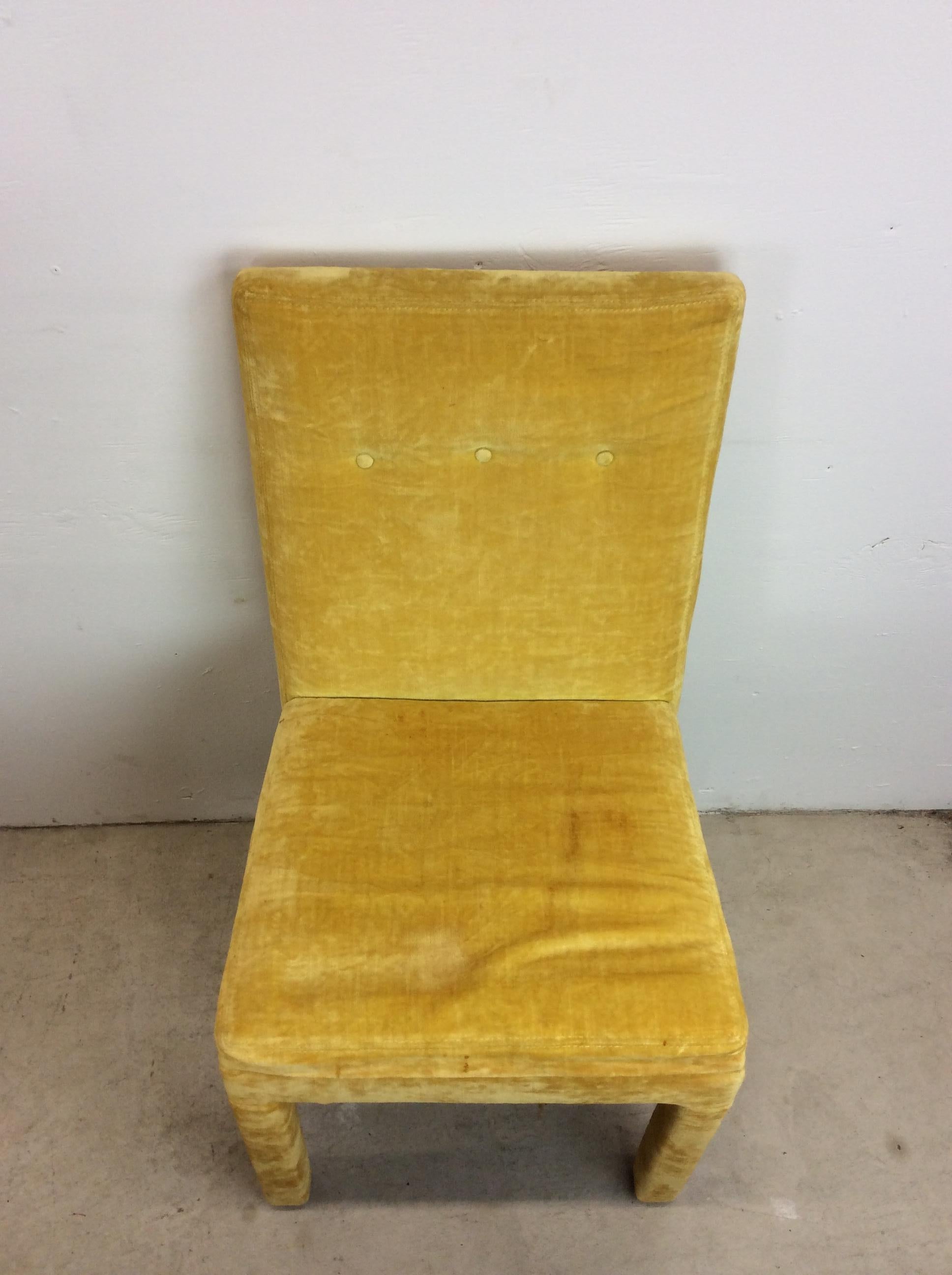 Set of 4 Postmodern Parson's Style Dining Chairs in Yellow For Sale 7