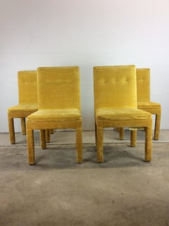 Set of 4 Postmodern Parson's Style Dining Chairs in Yellow