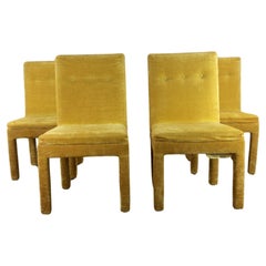 Set of 4 Postmodern Parson's Style Dining Chairs in Yellow