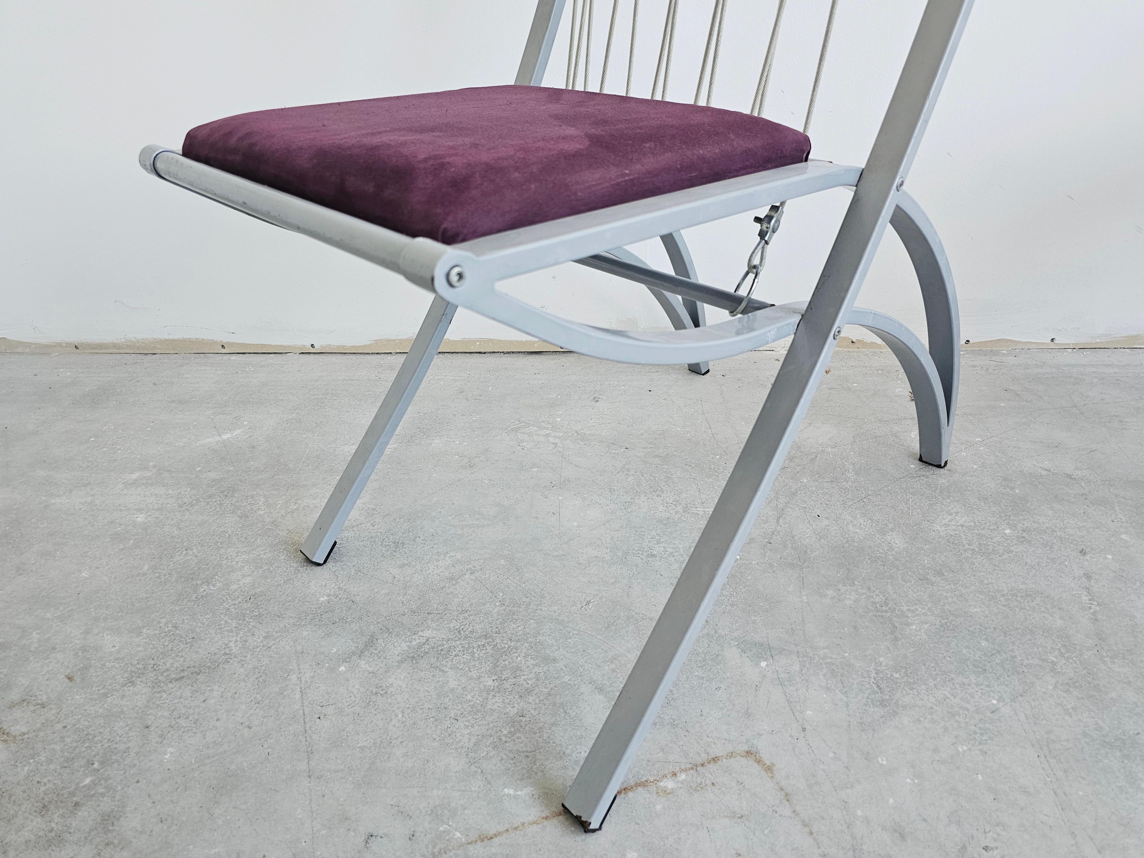 Ensemble de 4 chaises de salle à manger sculpturales postmodernes Harp conçues par Dietrich Design en vente 8