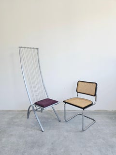 Set of 4 Postmodern Sculptural Dining Chairs "Harp" designed by Dietrich Design