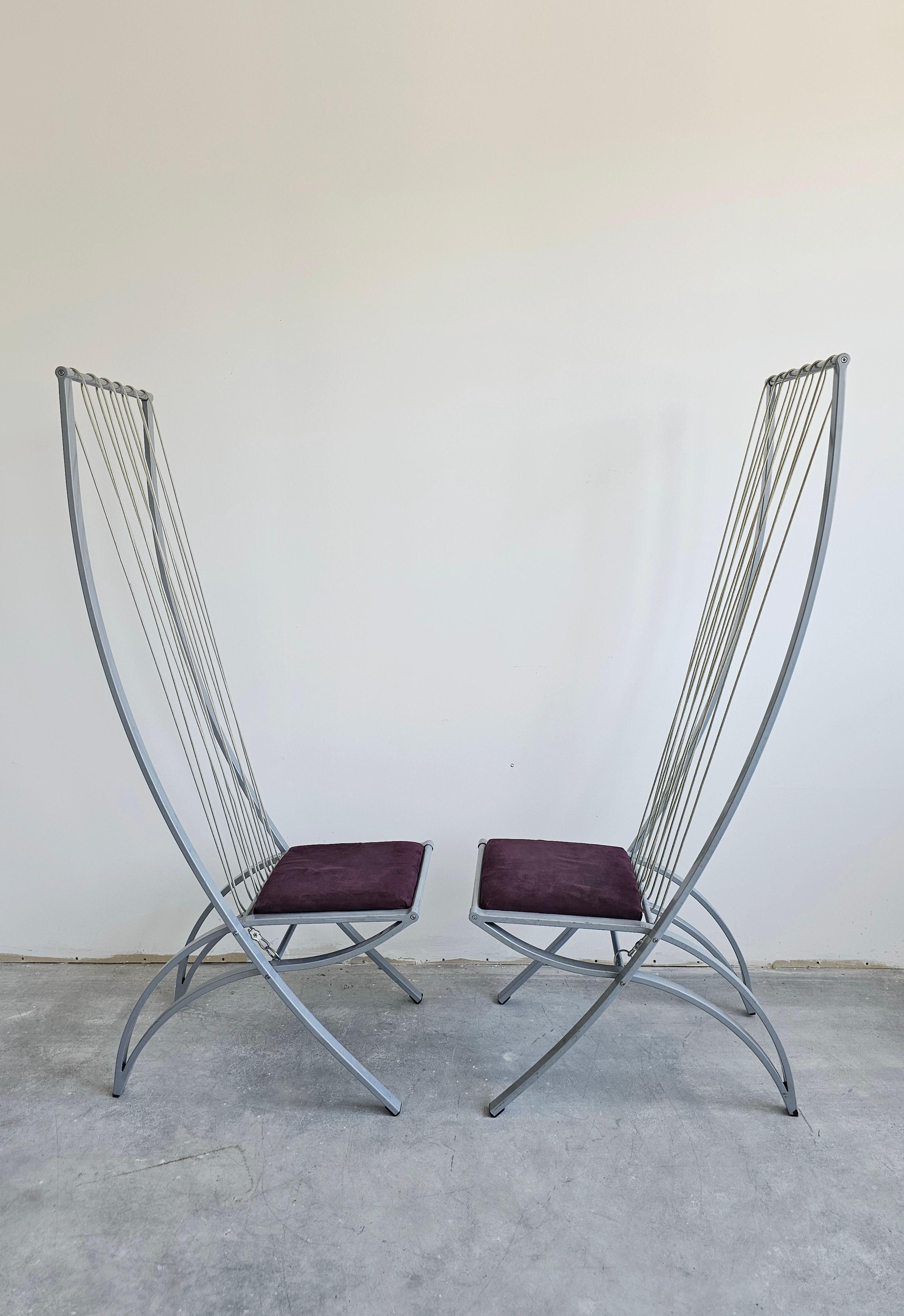 Ensemble de 4 chaises de salle à manger sculpturales postmodernes Harp conçues par Dietrich Design Bon état - En vente à Beograd, RS
