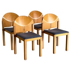 Vintage Set of 4 Postmodern Sculptural Wooden Dining Chairs by Arno Votteler, 1980s