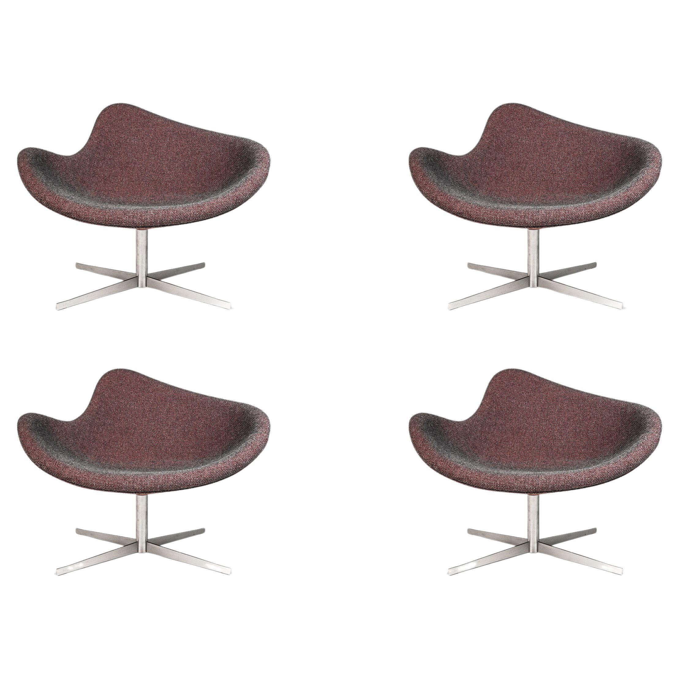 Set of 4 Postmodern Swivel "K2" Magenta Chairs by Busk & Hertzog, USA, c. 2000's