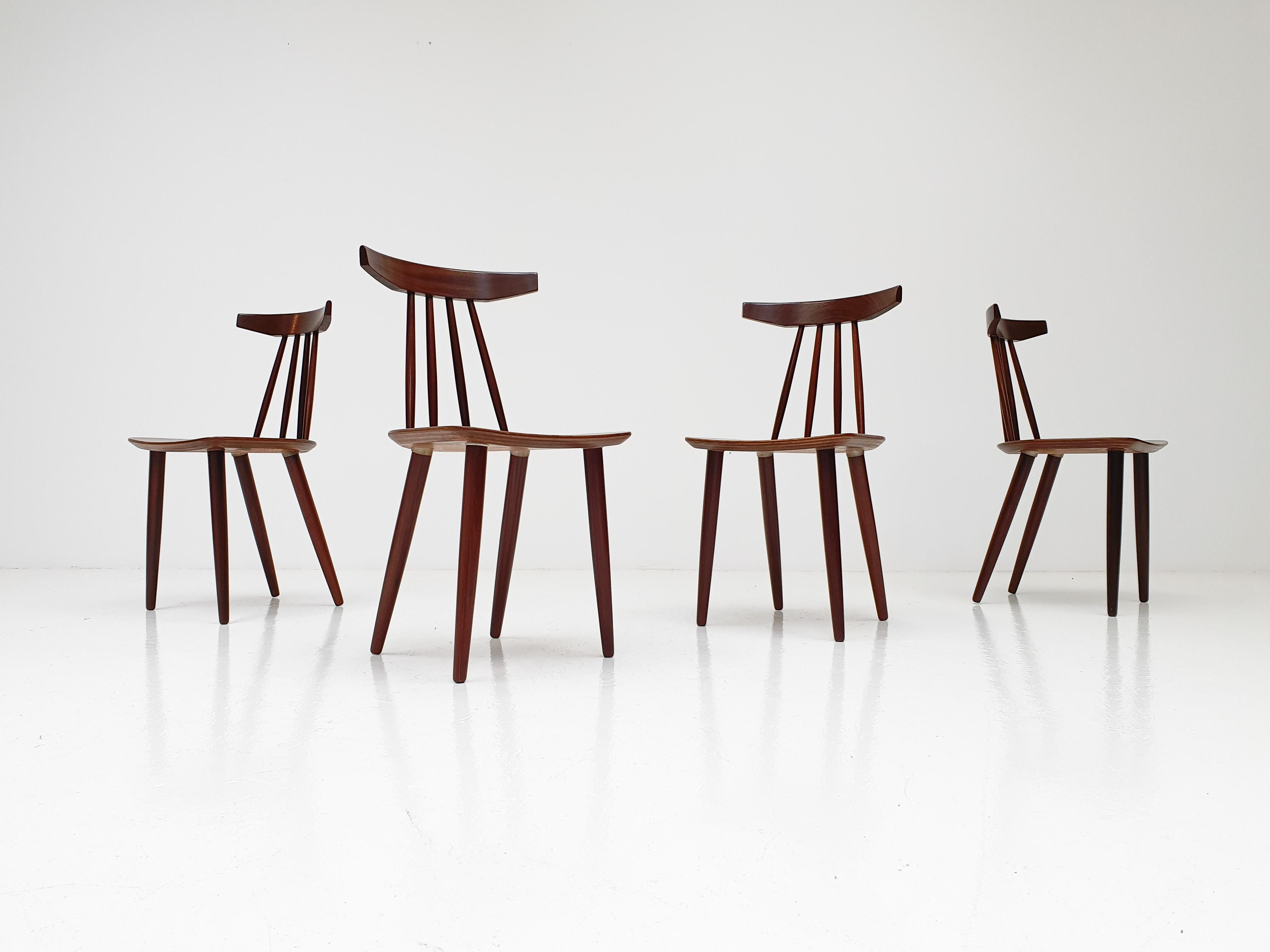 A set of Danish dining chairs in teak model 