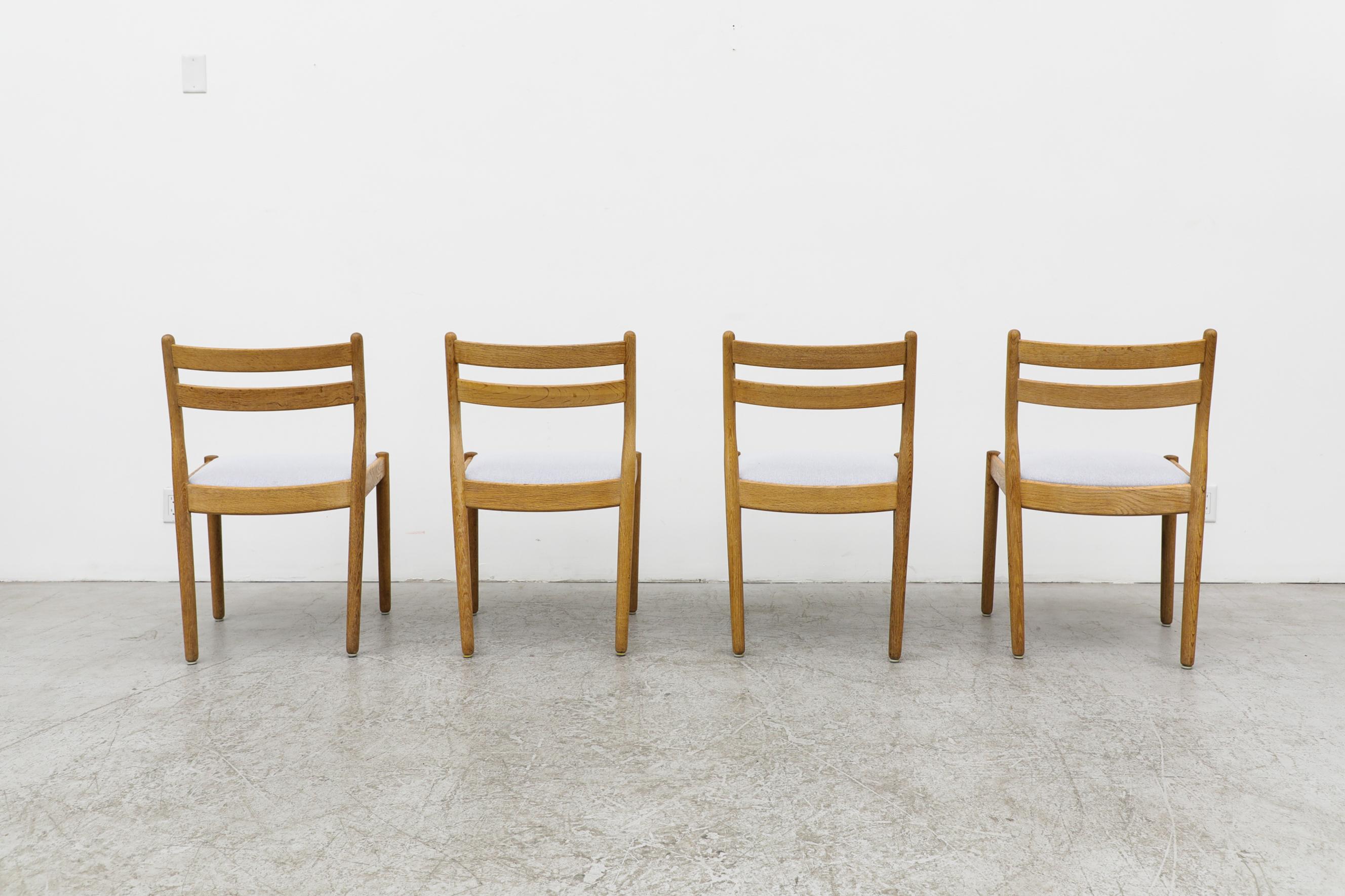 Mid-20th Century Set of 4 Poul Volther Oak Dining Chairs with Light Blue Upholstered Seats