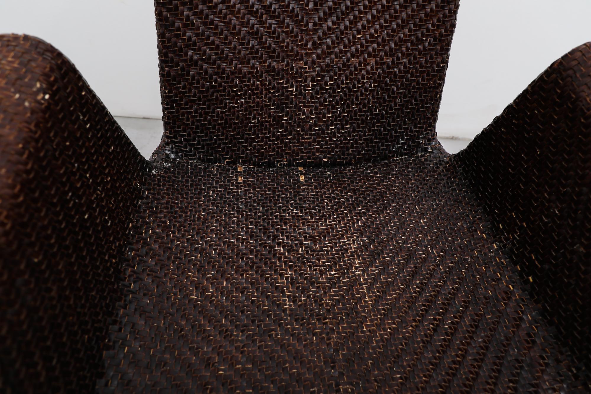 Lot de 4 fauteuils de salle à manger en cuir tressé Preben Fabricius Inspired Dark Brown en vente 8