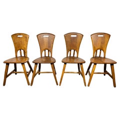 Set of 4 Rustic Rustic Dining Chairs in Hard Rock Maple Circa 1950s SIKES
