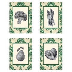 set of 4 printed illustrations from interior timeless art for house decoration