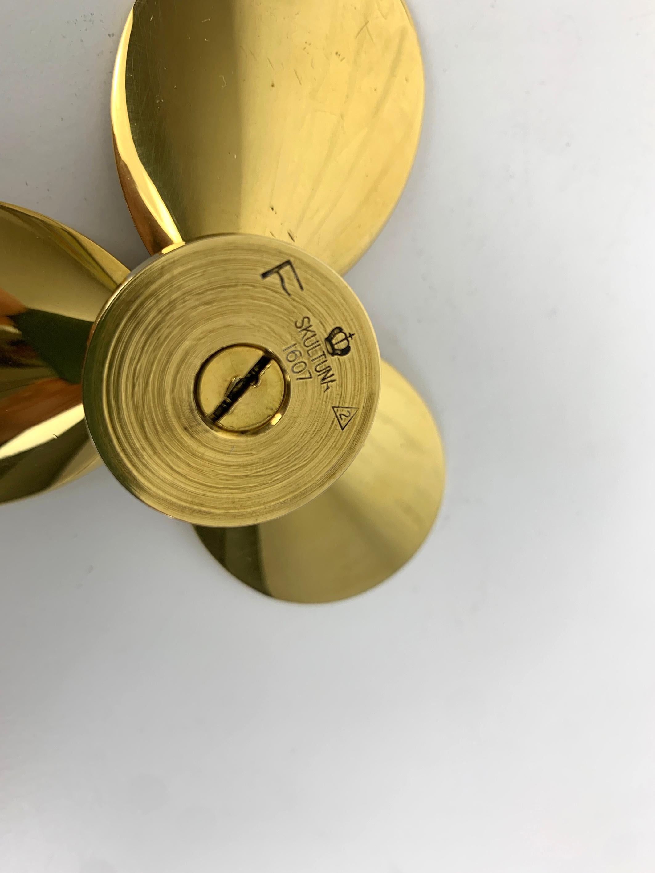 Set of 4 Propeller Candleholders in Brass, Pierre Forssell Skultuna Sweden 1960s 6
