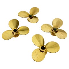 Set of 4 Propeller Candleholders in Brass, Pierre Forssell Skultuna Sweden 1960s