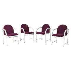 Set of 4 Purple and White Postmodern Dining Armchairs by Arco, 1980s