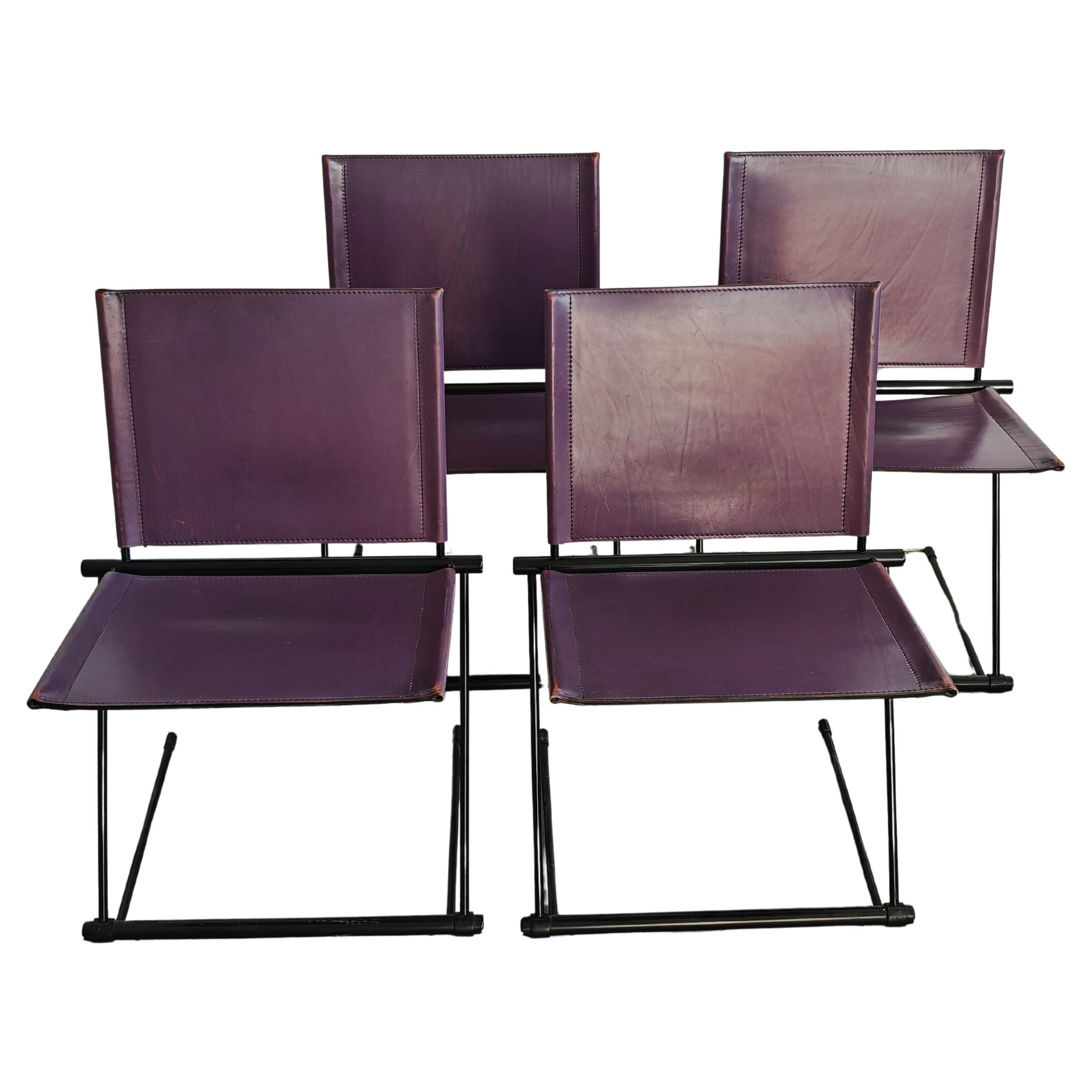 Ensemble de 4 chaises ballerines violettes par Herbert Ohl pour Matteo Grassi, Italie années 1990 en vente