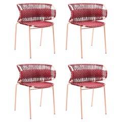 Set of 4 Purple Cielo Stacking Chair with Armrest by Sebastian Herkner