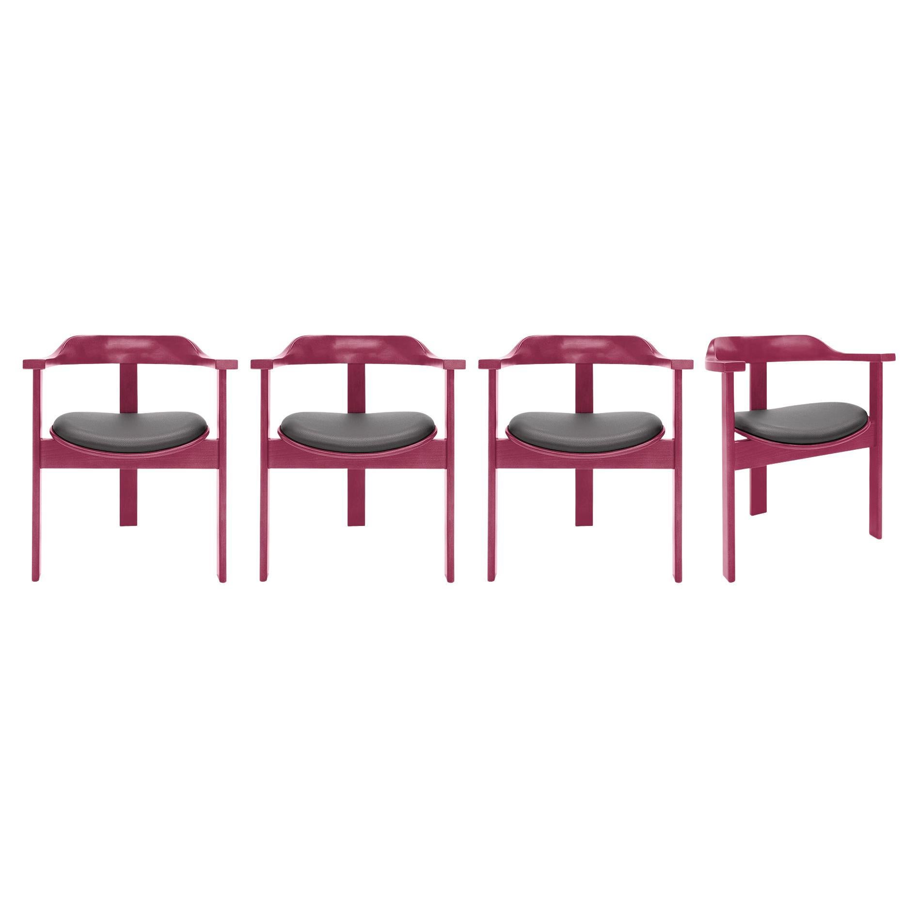 Satz von 4 lila Haussmann-Sesseln von Robert & Trix Haussmann, Design 1964