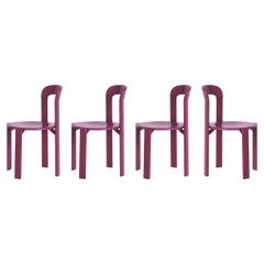 Set of 4 Purple Rey Chairs by Dietiker, a Swiss Icon since 1971