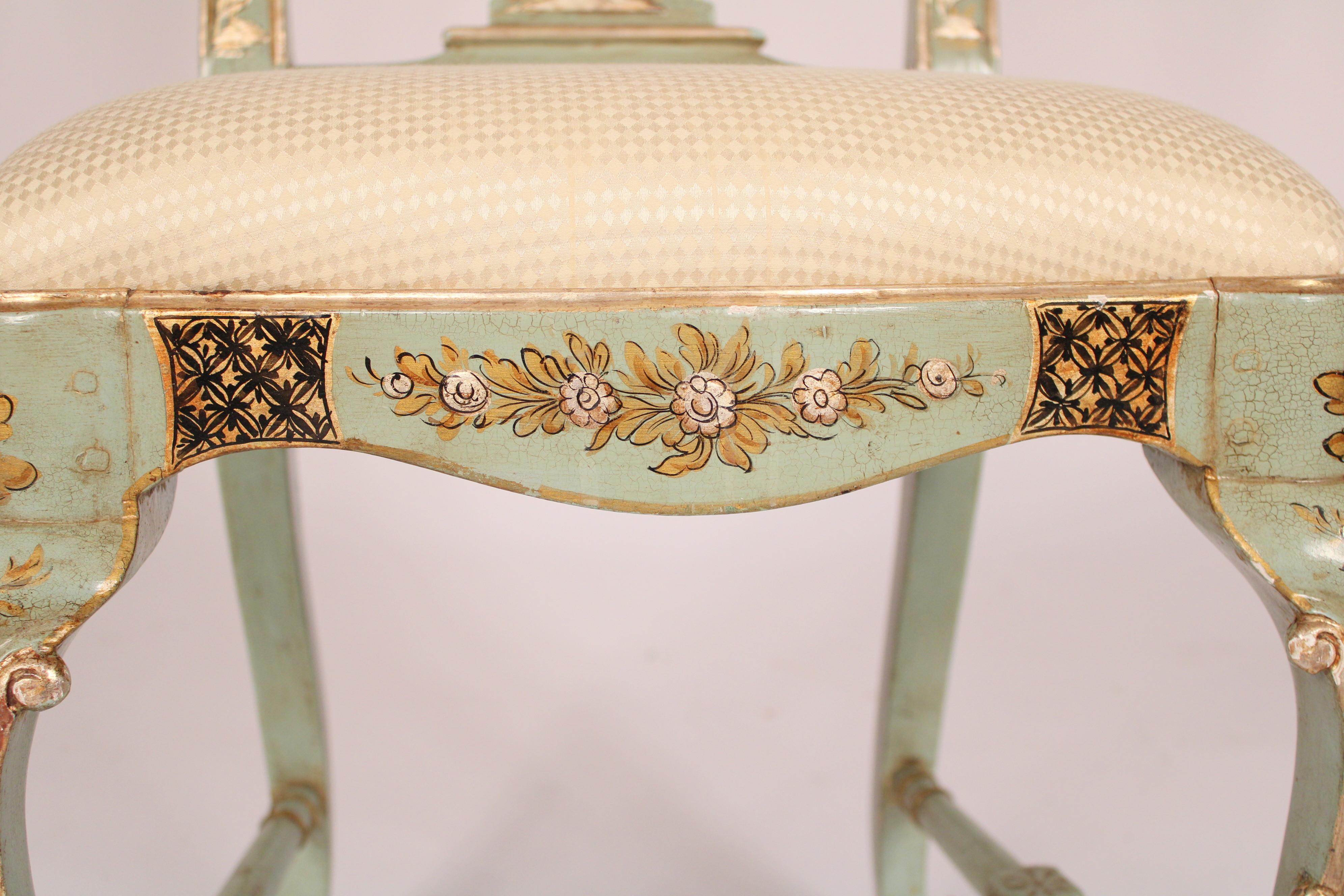 Set of 4 Queen Anne Style Chinoiserie Decorated Side Chairs For Sale 5