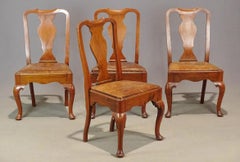 Set Of 4 Queen Anne Style Dining Chairs