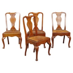 Set Of 4 Queen Anne Style Dining Chairs