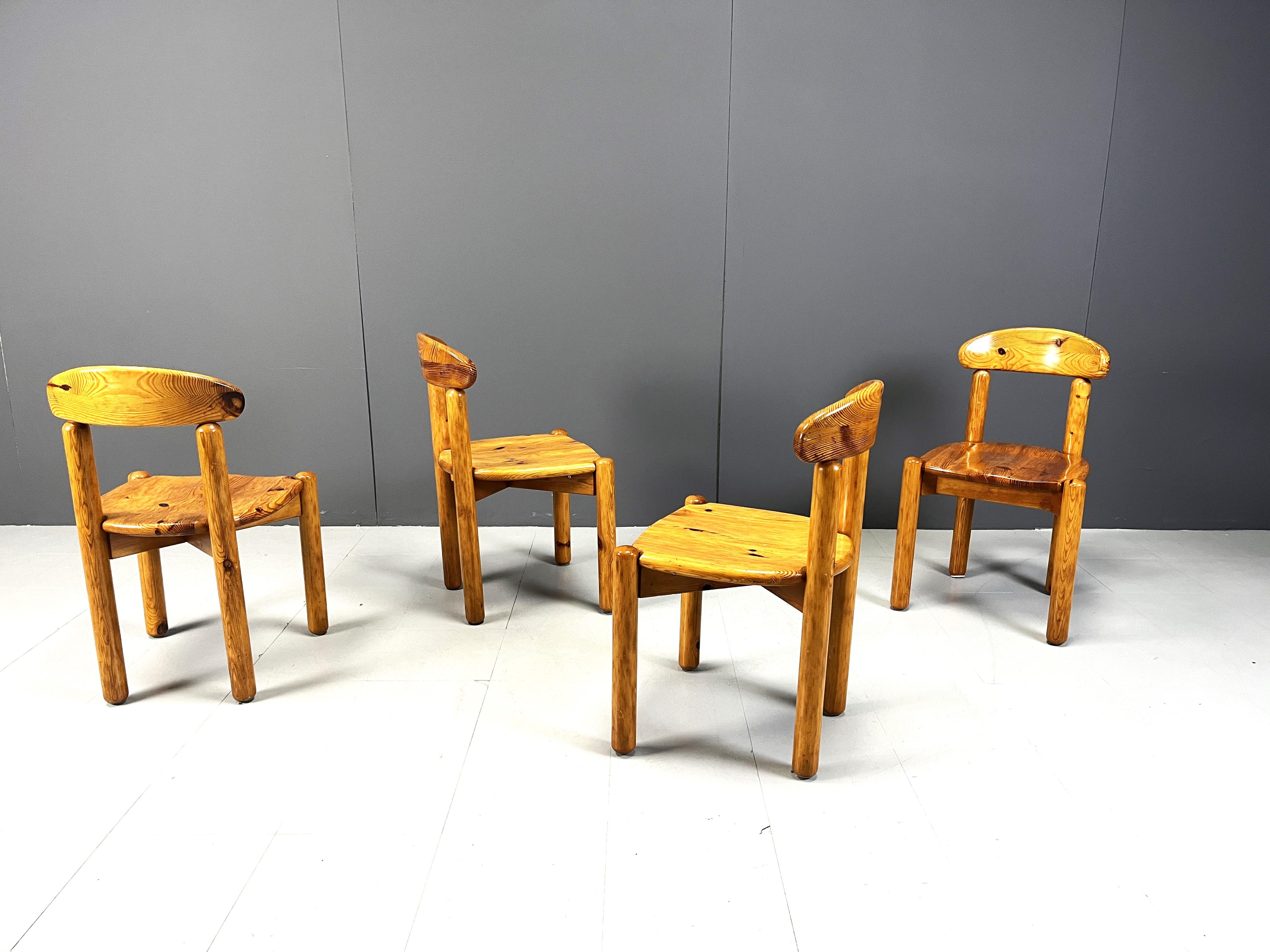 Pine Set of 4 Rainer Daumiller dining chairs, 1980s