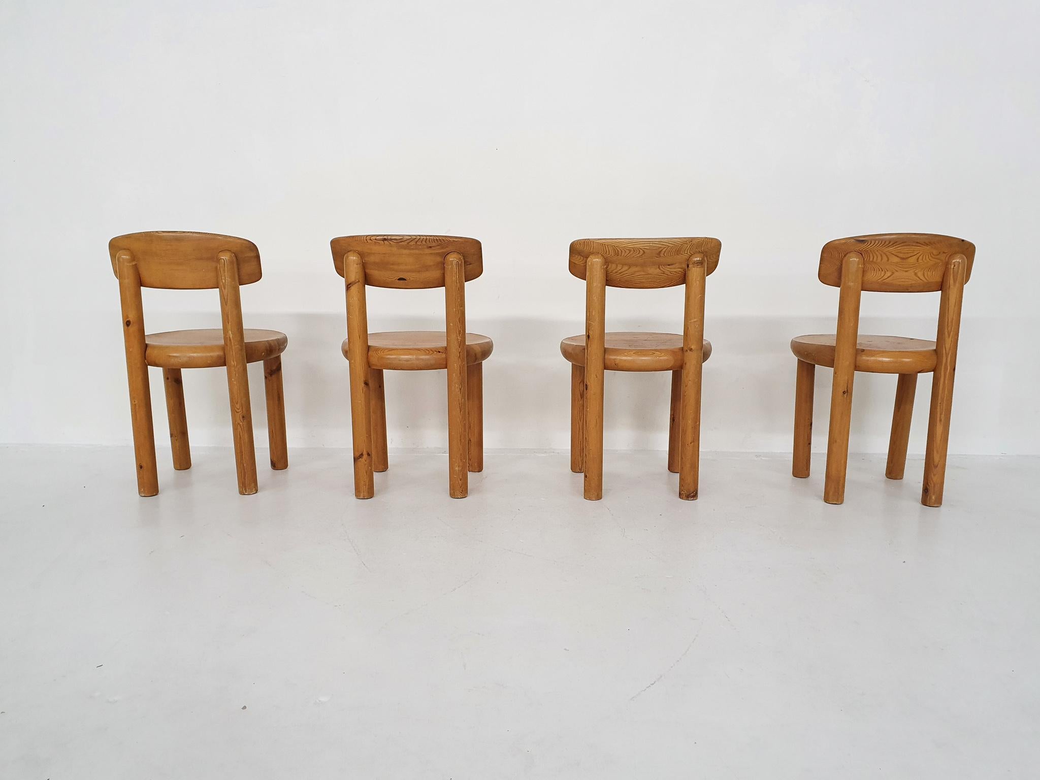 Late 20th Century Set of 4 Rainer Daumiller for Hirtshals Savvaerk Pinewood Dining Chairs, Denmark