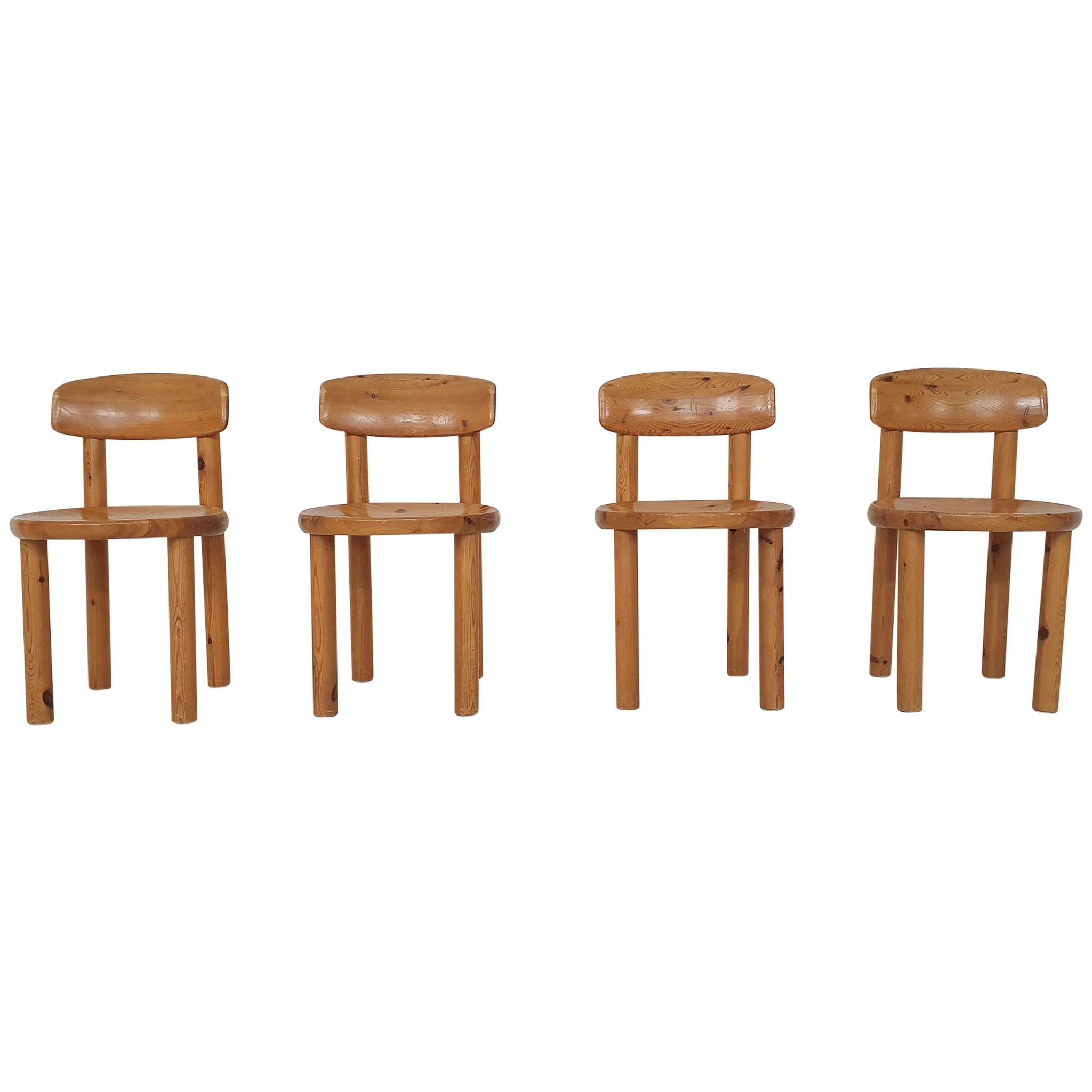 Set of 4 Rainer Daumiller for Hirtshals Savvaerk Pinewood Dining Chairs, Denmark