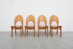 Set of Four Rainer Daumiller Mid-Century Pine Chairs with Large Curved Backs