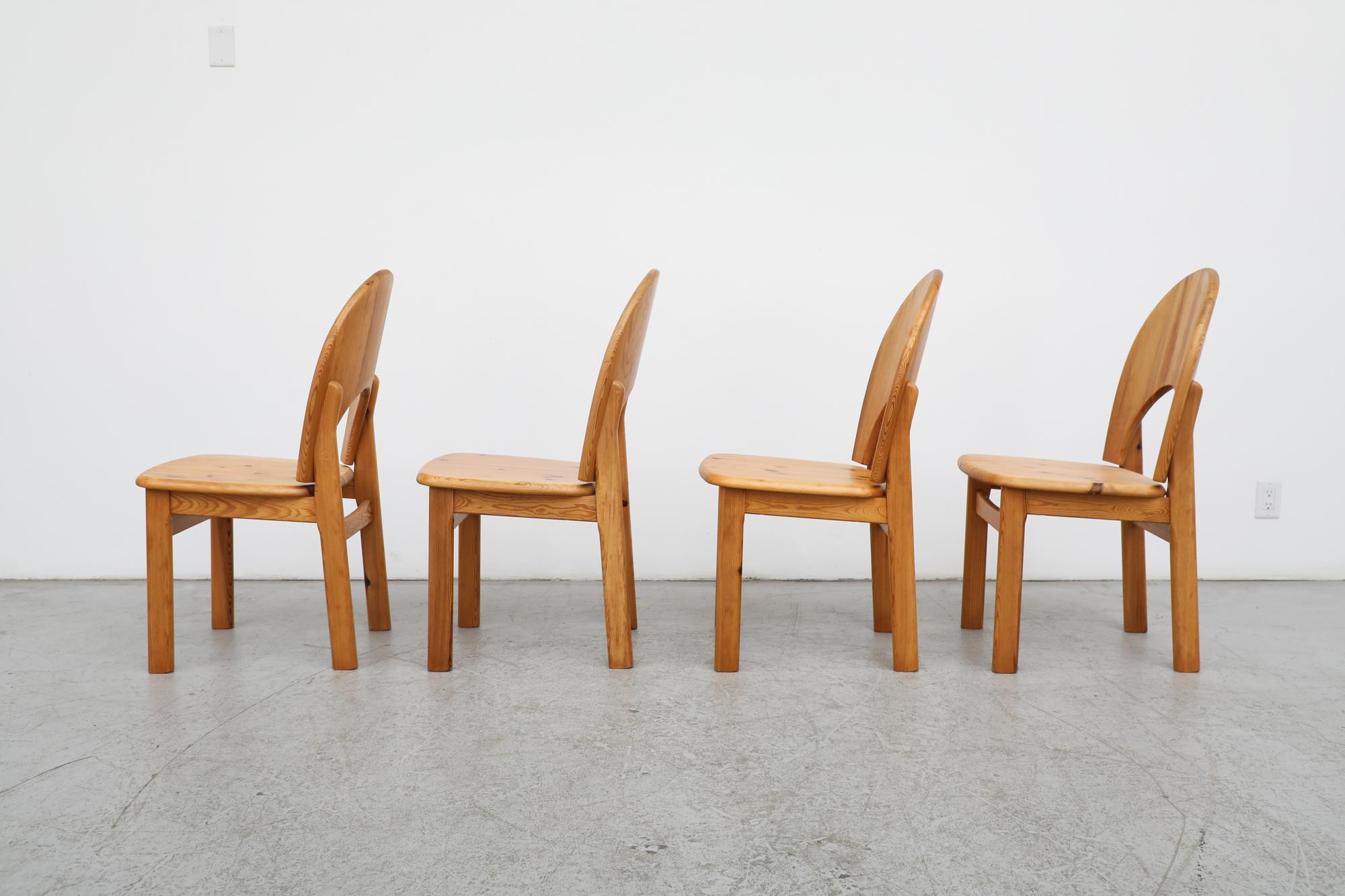 Set of 4 Rainer Daumiller Mid-Century Pine Chairs In Good Condition For Sale In Los Angeles, CA