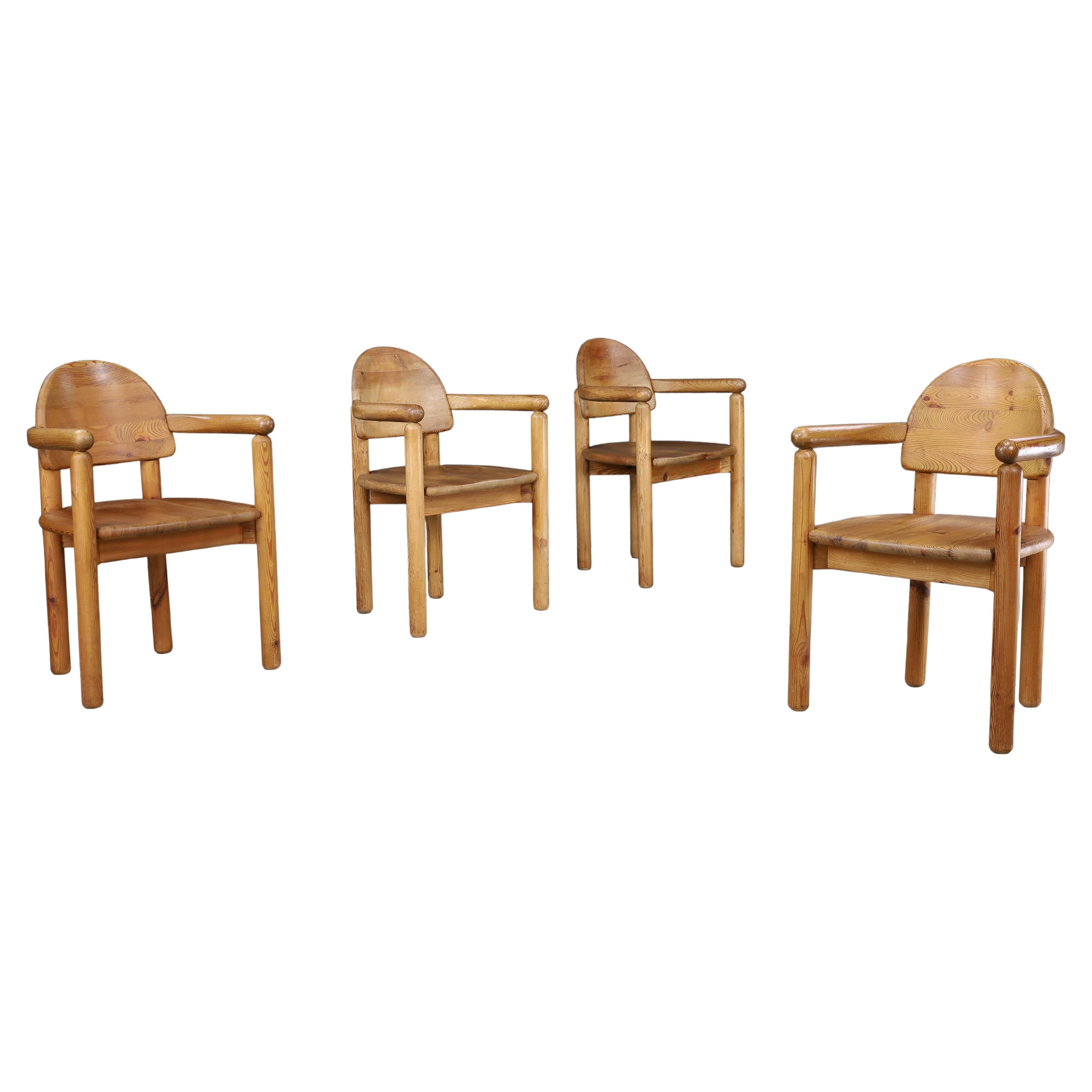 Set di 4 poltrone in pino Rainer Daumiller, Danimarca, anni '70 in vendita