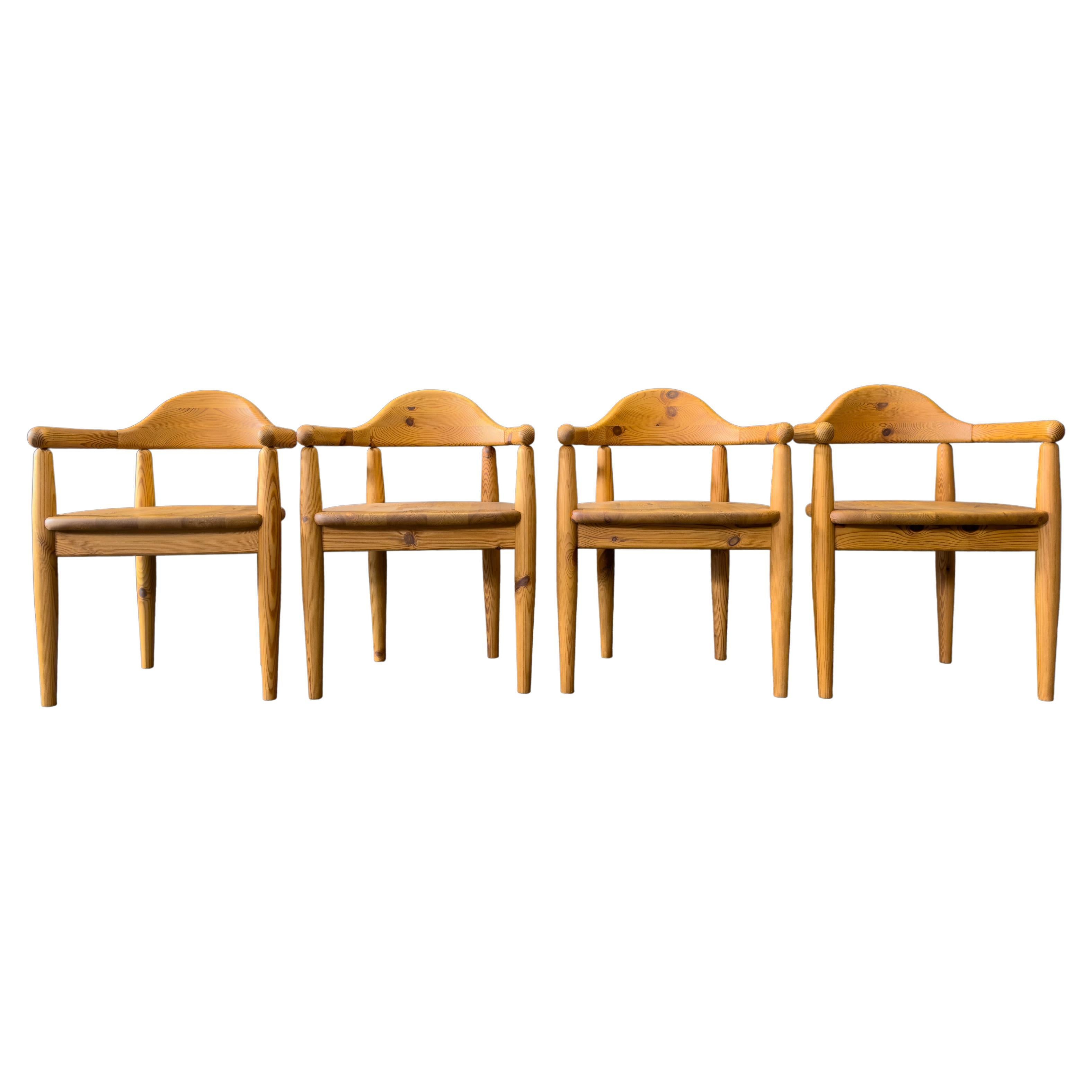 Set of 4 Rainer Daumiller Solid Pine Dining Chairs
