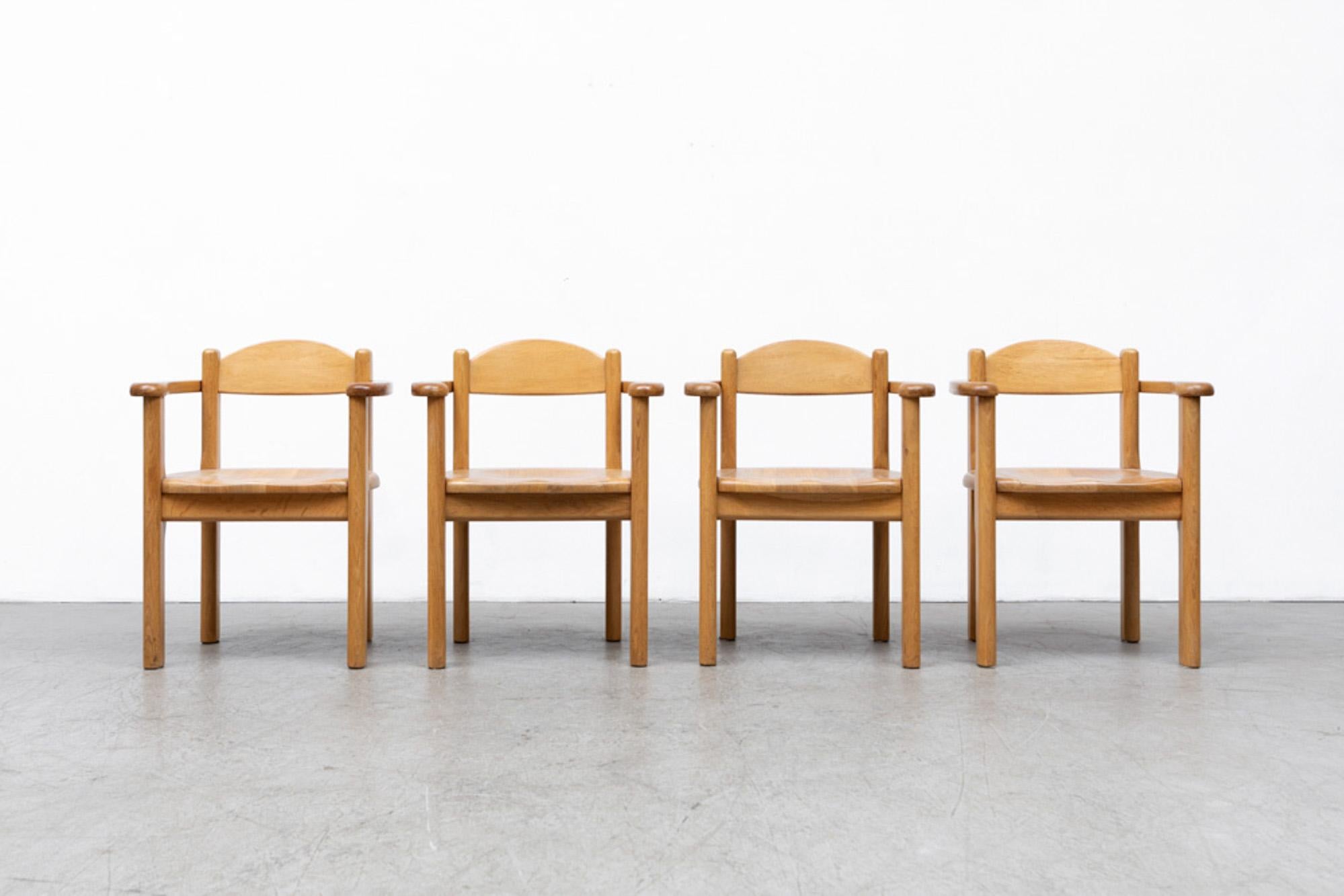 Mid-Century Modern Set of 4 Rainer Daumiller Style Oak Dining Chairs