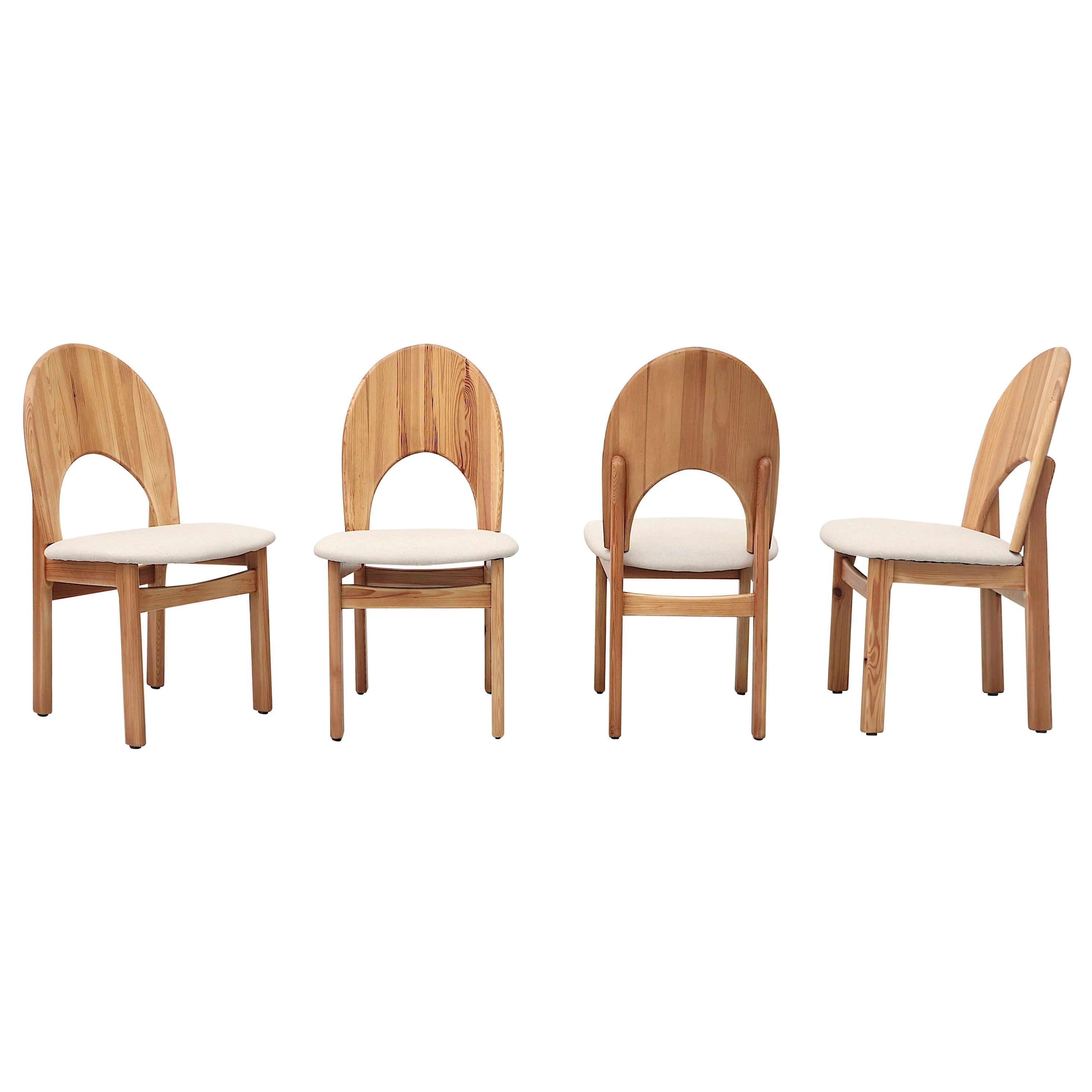 4 Stühle aus Kiefernholz im Rainer Daumiller-Stil