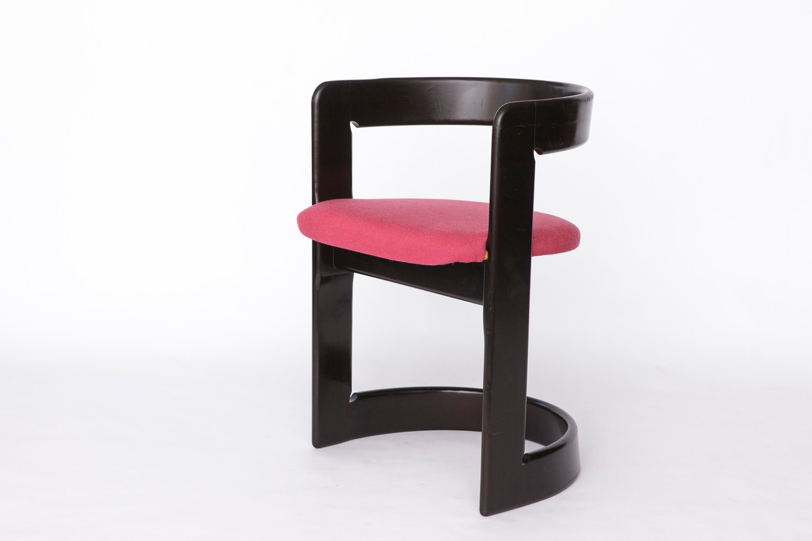 Set of 4 Rare 1950s Dining Chairs  German Vintage Mid-Century Modern Black-Pink In Good Condition For Sale In Hannover, DE