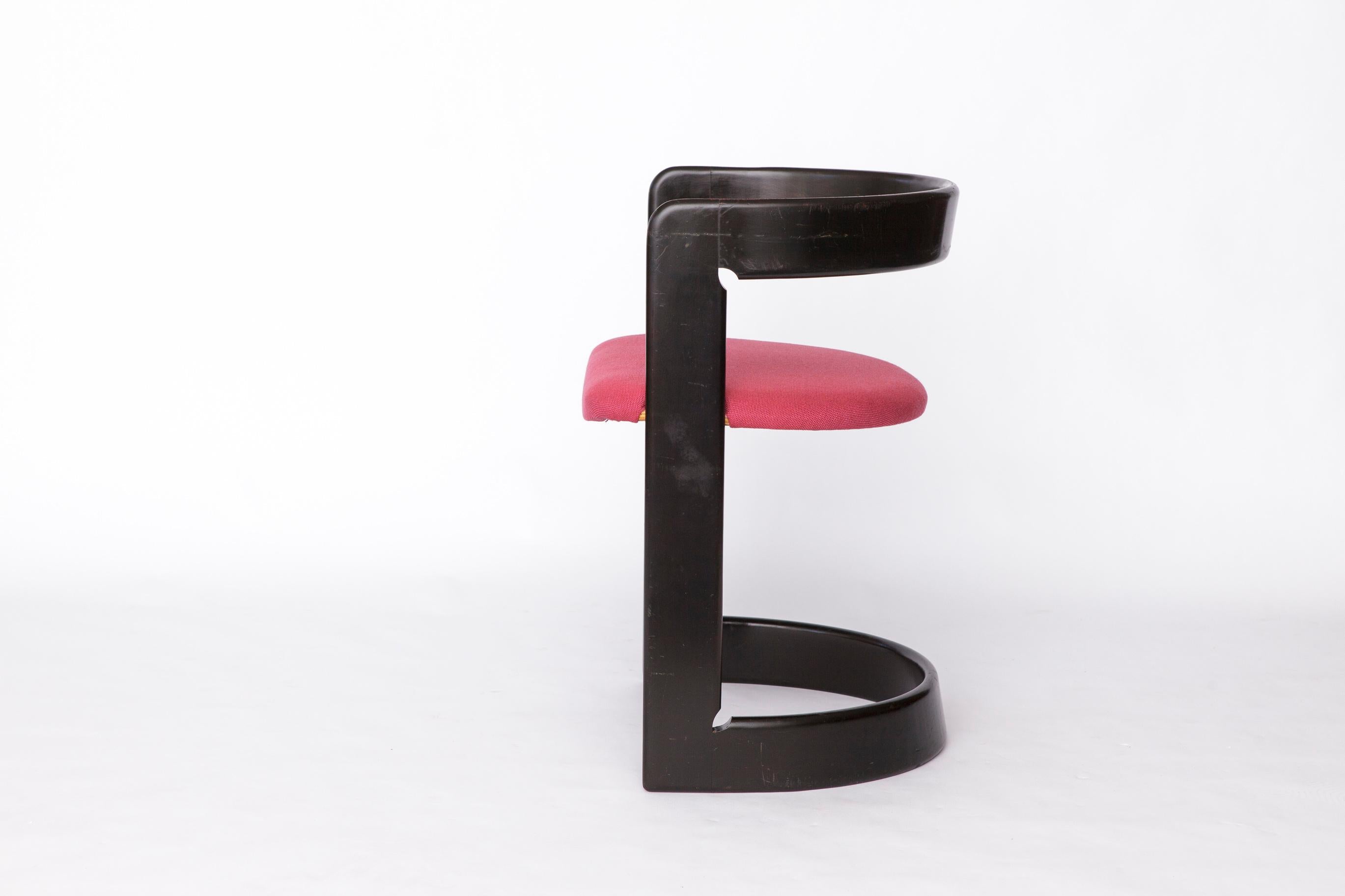 Mid-20th Century Set of 4 Rare 1950s Dining Chairs  German Vintage Mid-Century Modern Black-Pink For Sale