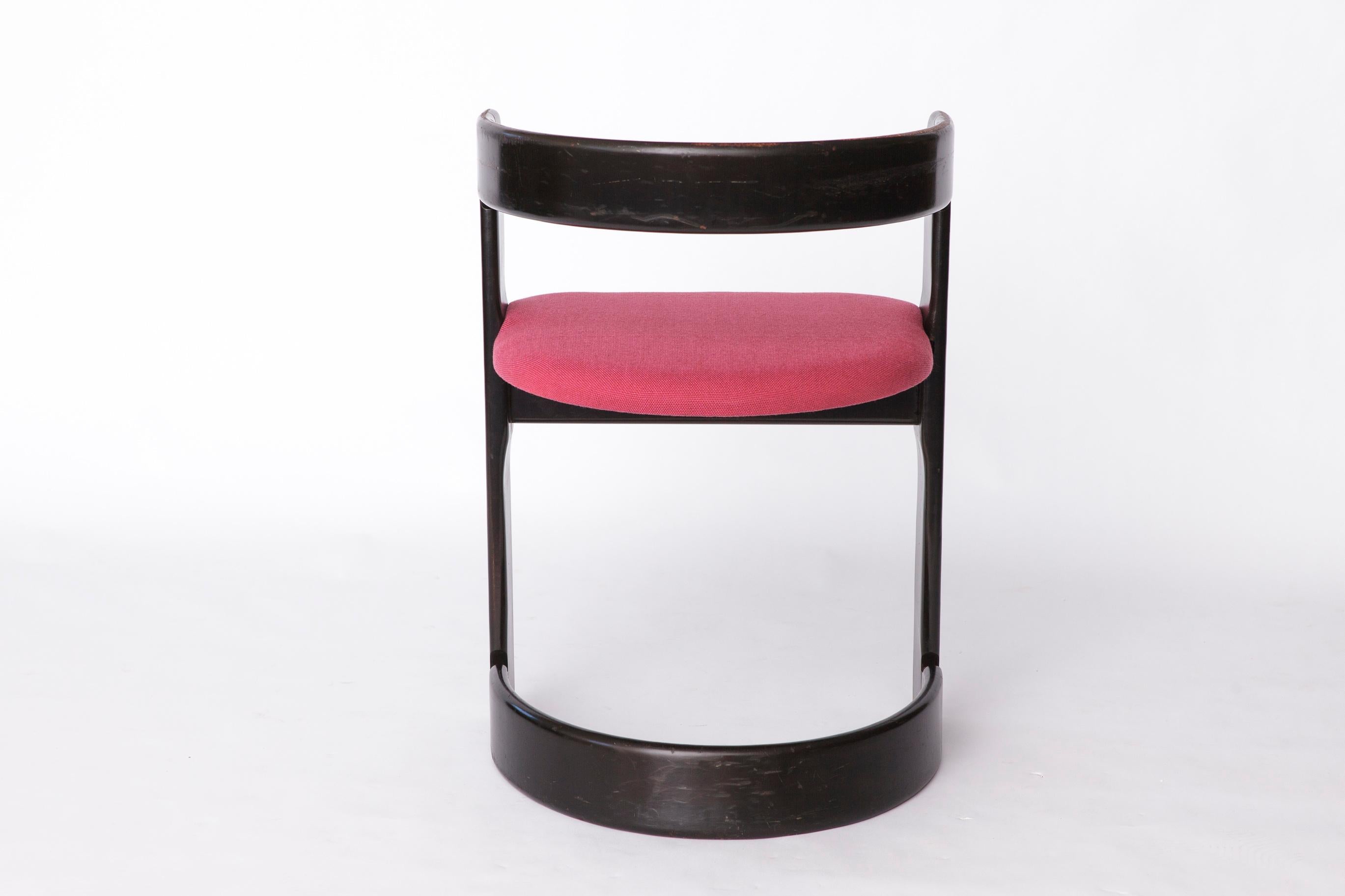 Set of 4 Rare 1950s Dining Chairs  German Vintage Mid-Century Modern Black-Pink For Sale 1