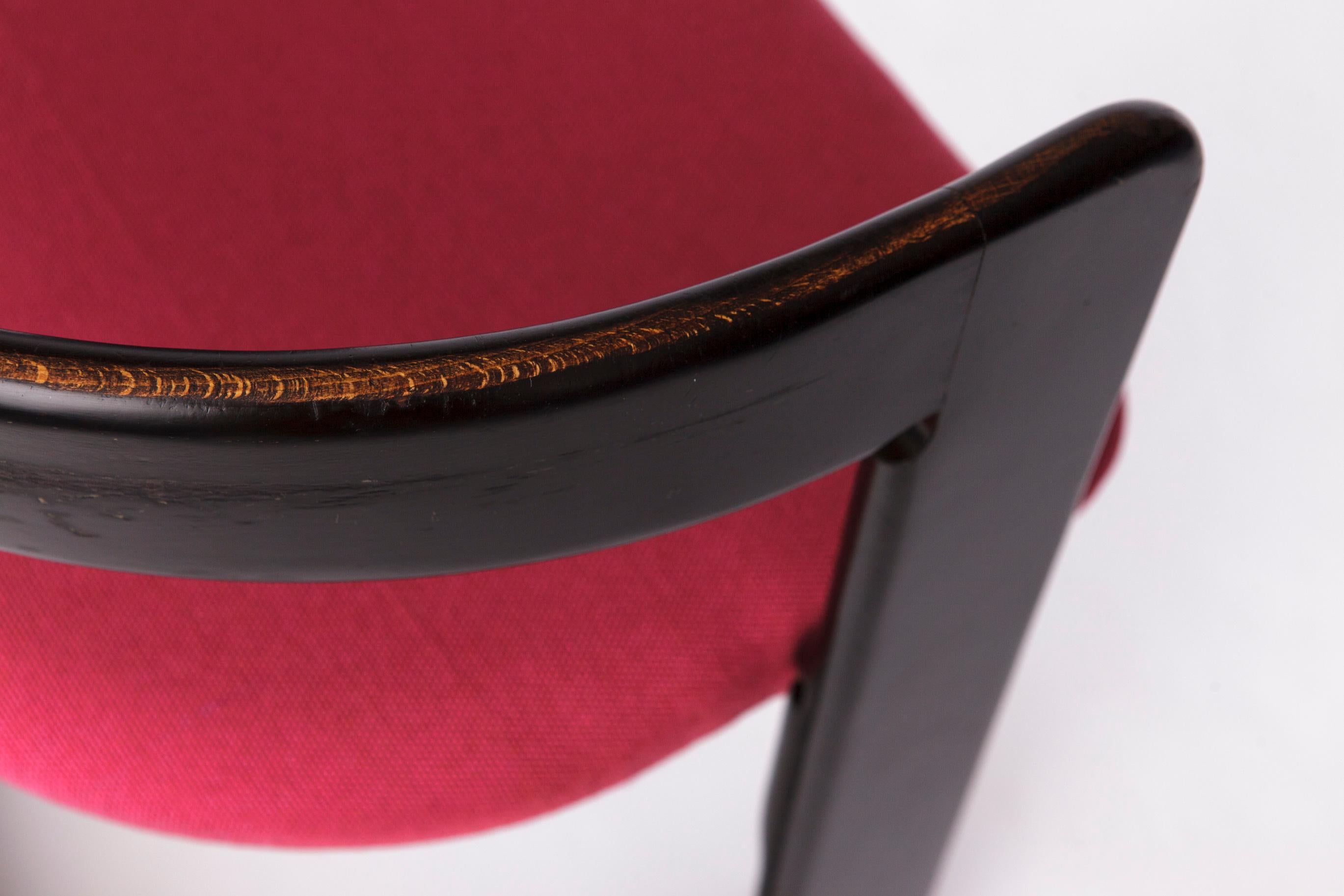Set of 4 Rare 1950s Dining Chairs  German Vintage Mid-Century Modern Black-Pink For Sale 2