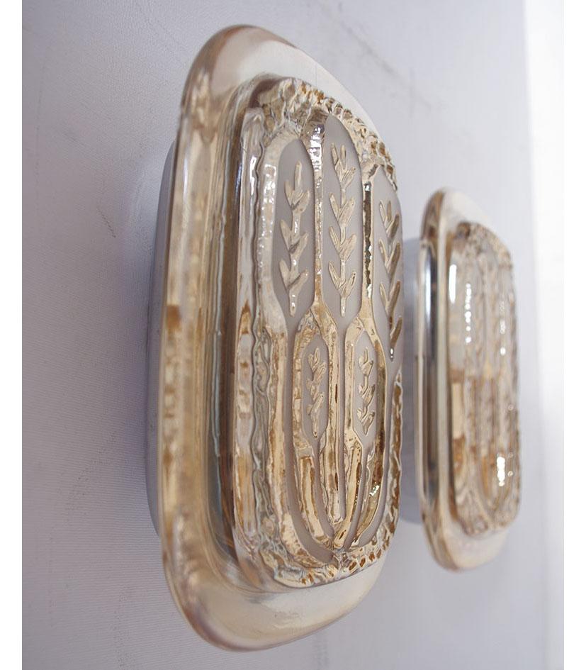 Set von 4 seltenen und dekorativen deutschen Vintage-Wandleuchtern aus Glas im Vintage-Stil (20. Jahrhundert) im Angebot