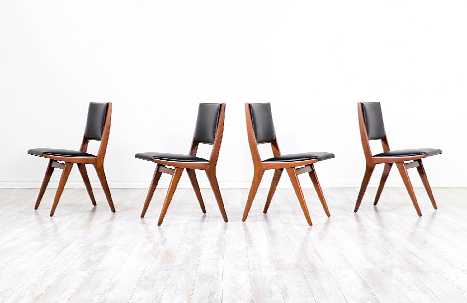 Mid-Century Modern Set of 4 Rare Dan Johnson Dining Chairs for Hayden Hall Furniture