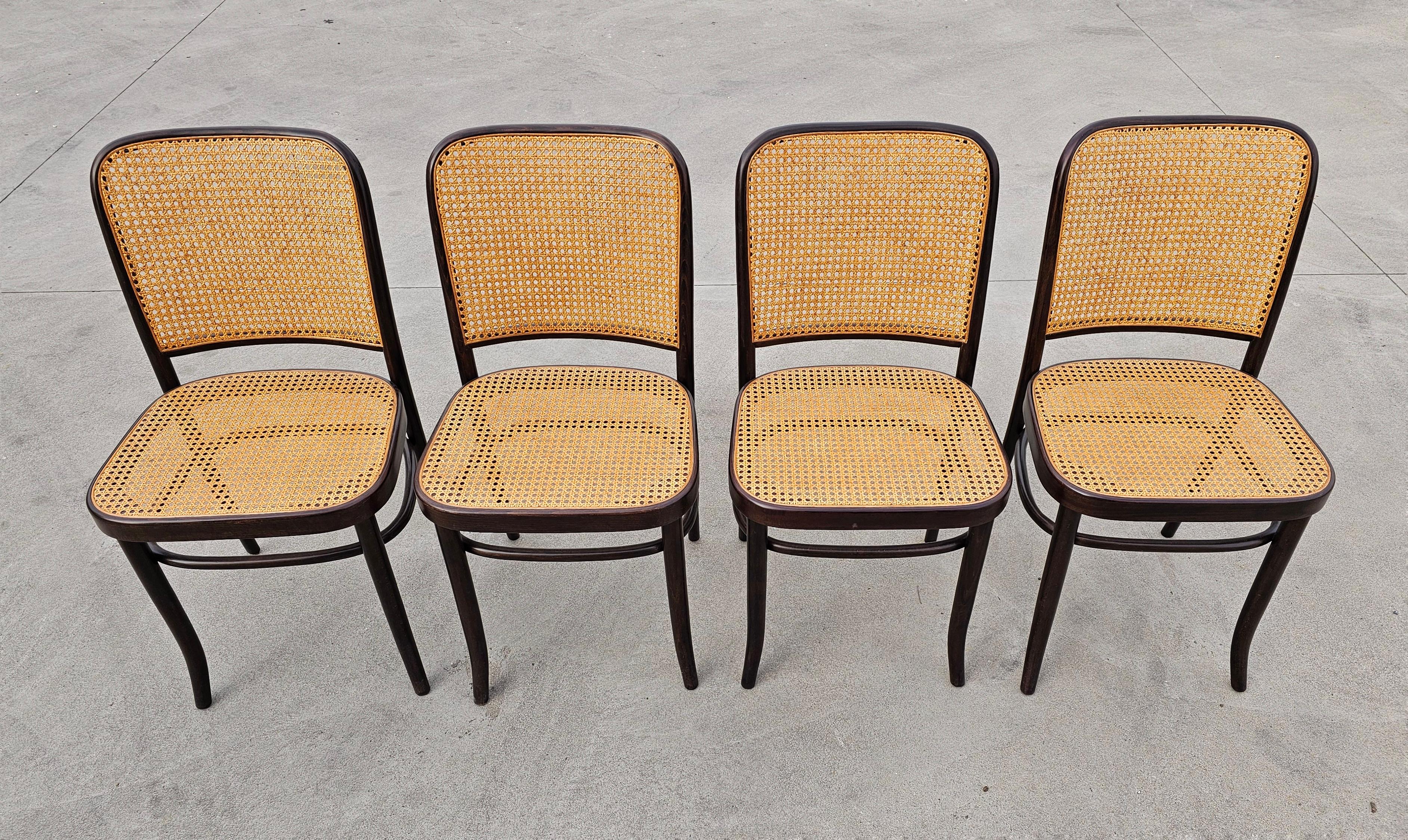 Art Deco Set of 4 Rare Dining Chairs by Josef Hoffmann for Mundus, Yugoslavia, 1960s