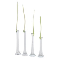 Ensemble rare de 4 vases en verre ikebana soliflore soufflé à la main par Shiro Kuramata