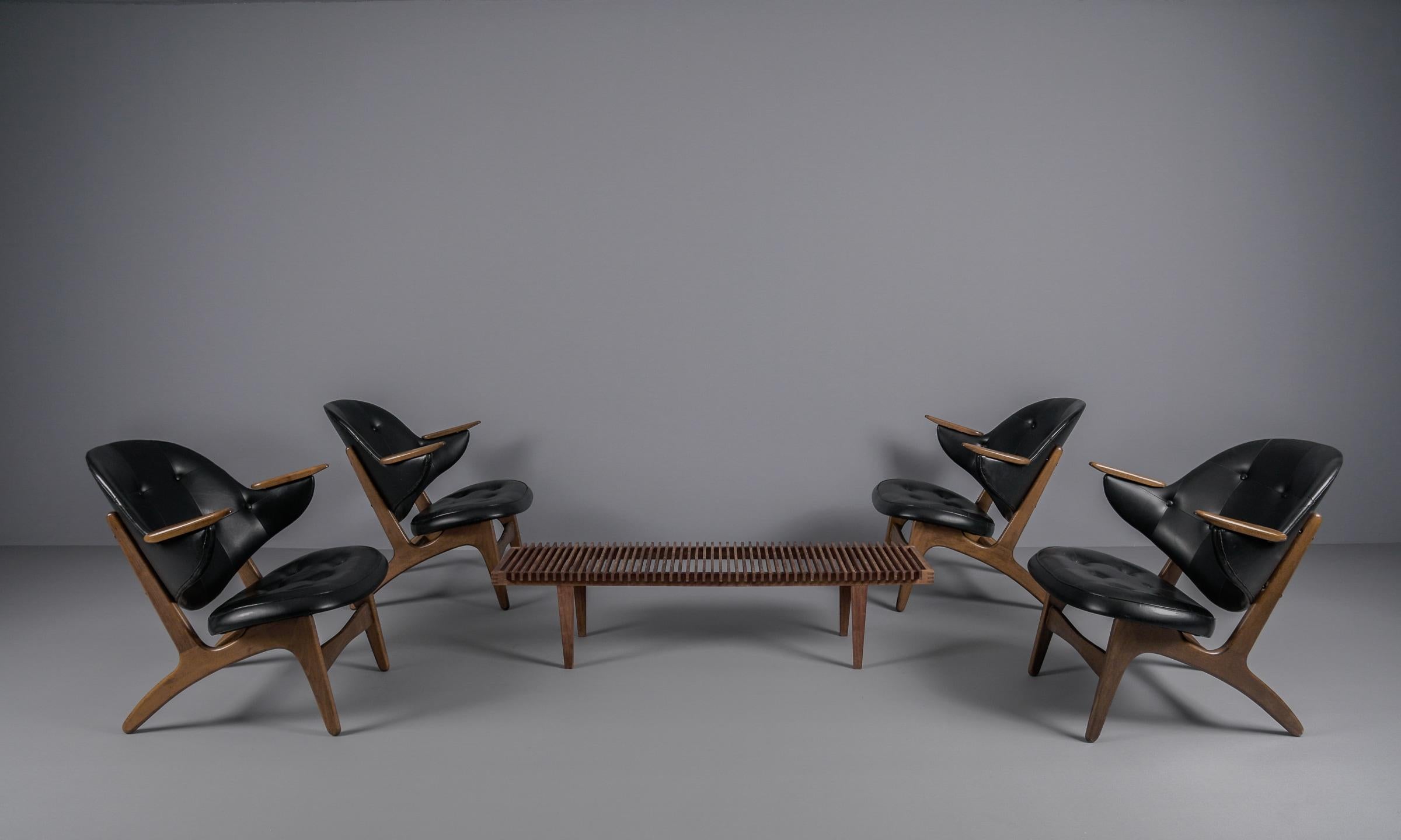 Satz von 4 seltenen dänischen Easy Chairs, Modell 33, entworfen von Carl Edward Matthes, 1950er Jahre (Moderne der Mitte des Jahrhunderts) im Angebot