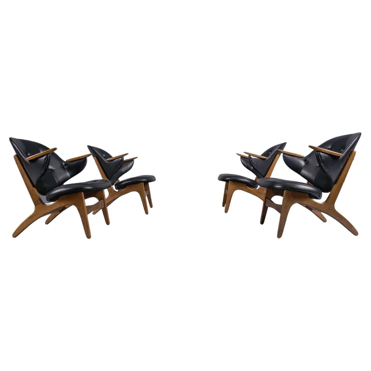 Satz von 4 seltenen dänischen Easy Chairs, Modell 33, entworfen von Carl Edward Matthes, 1950er Jahre