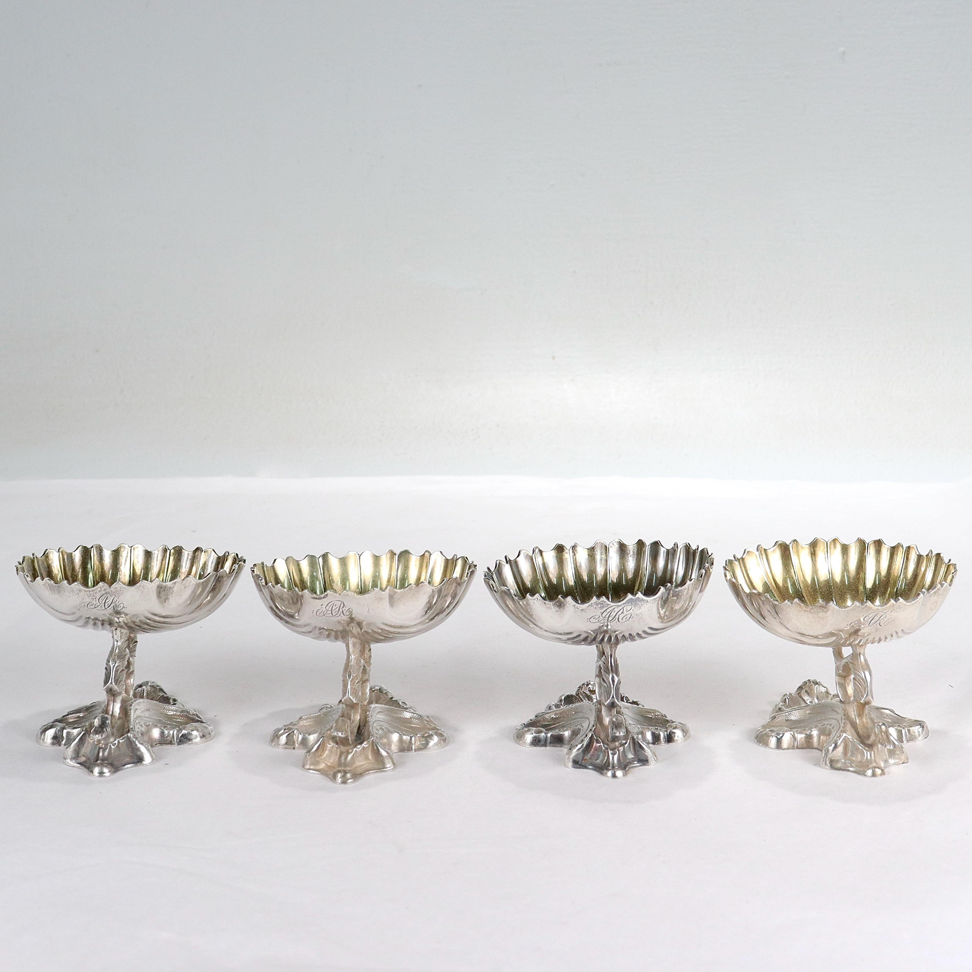 Set of 4 Rare Philadelphia R&W Wilson Coin Silver Footed Salt Cellars For Sale 9