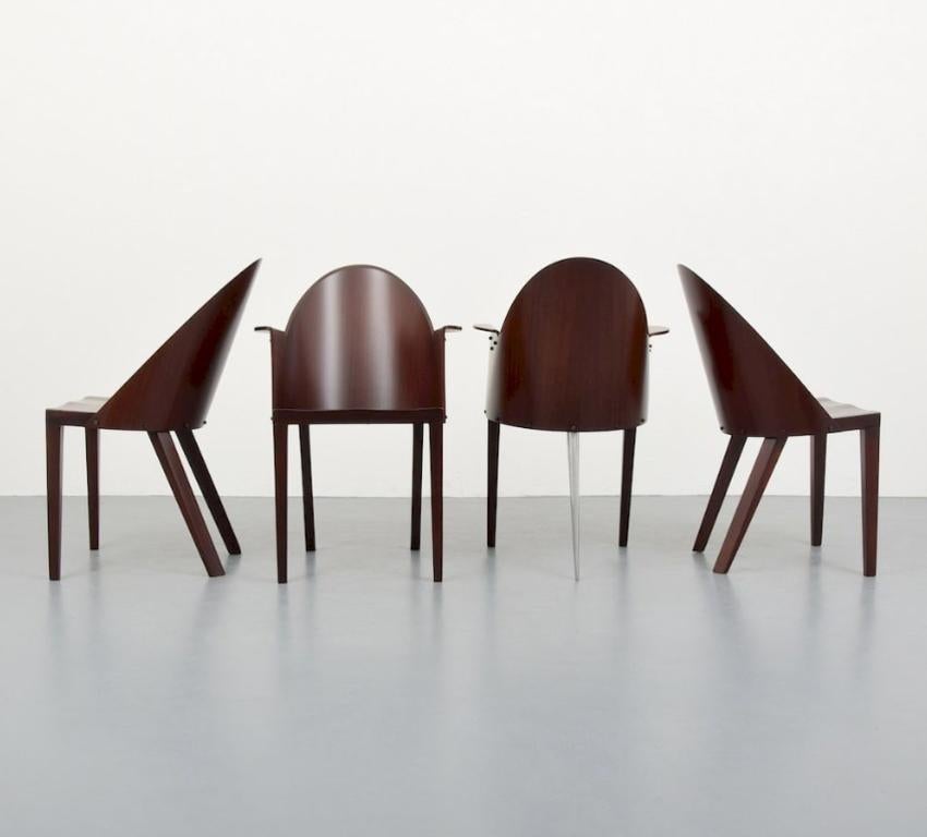 Postmoderne Ensemble de 4 chaises rares de Philippe Starck provenant de l'hôtel Royalton Hotel, NYC en vente