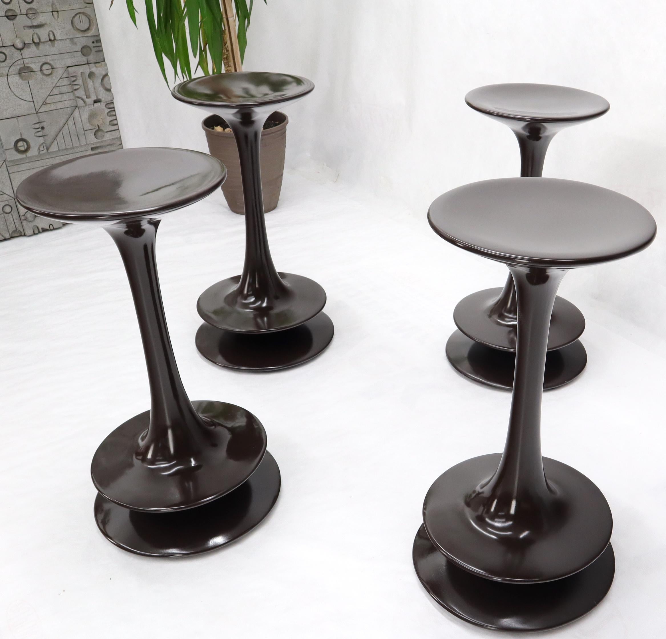 Mid-Century Modern Set of 4 Rare Polished Weighed Composite Pawn Form Chess Pieces Bar Stool For Sale