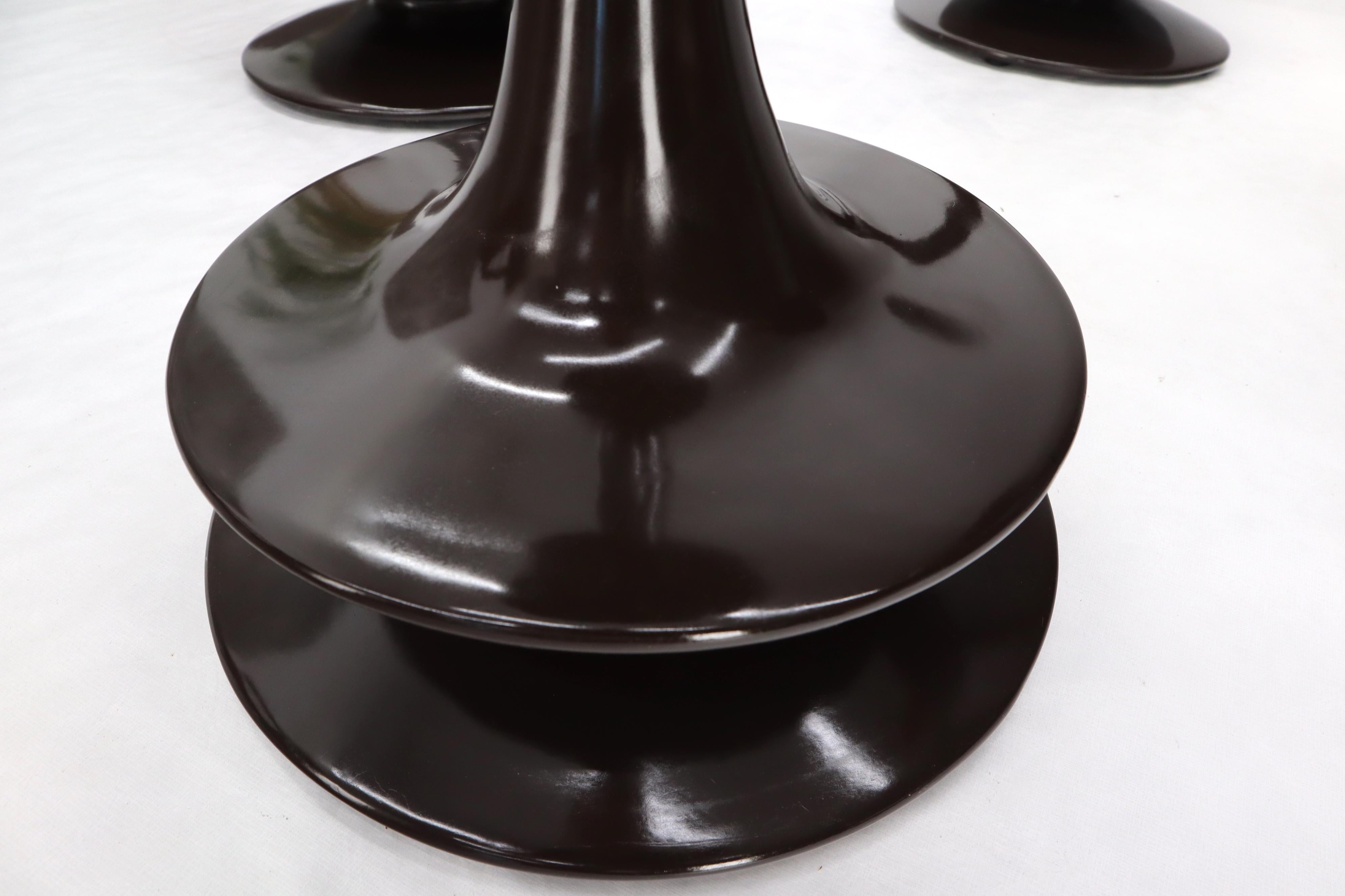 20th Century Set of 4 Rare Polished Weighed Composite Pawn Form Chess Pieces Bar Stool For Sale