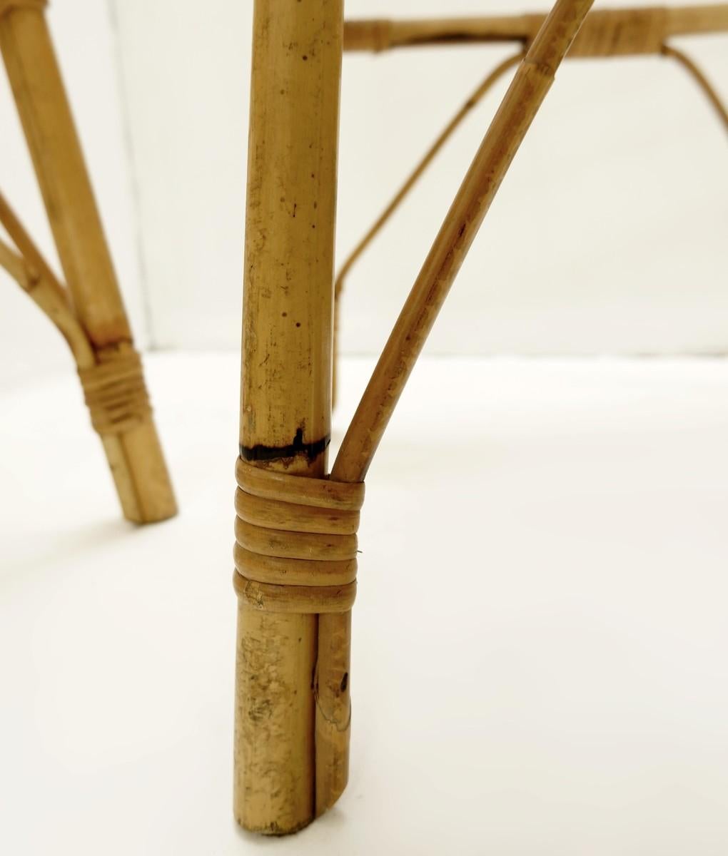 Italian Set of 4 Mid-Century Modern Rattan Chairs, 1960s